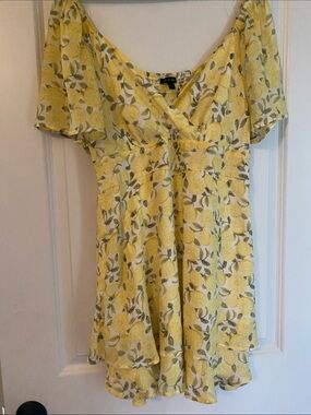 Lulu's Yellow Floral Lemon Print Short Dress